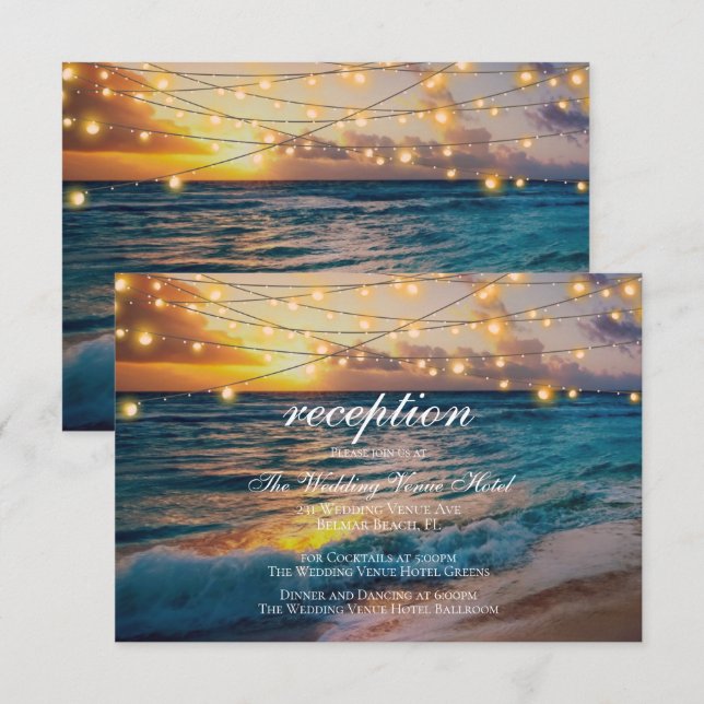 Elegante Sunset Beach Summer Wedding Card Begleitkarte (Vorne/Hinten)