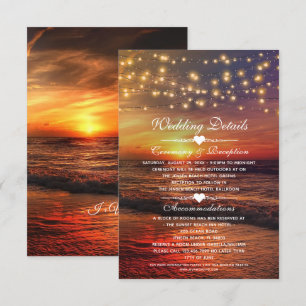 Elegante Sunset Beach Summer Wedding Details Card Einladung