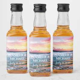 Elegante Sunset Beach Tropical Summer Elegante Alkoholflaschenetikett