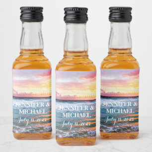 Elegante Sunset Beach Tropical Summer Elegante Alkoholflaschenetikett