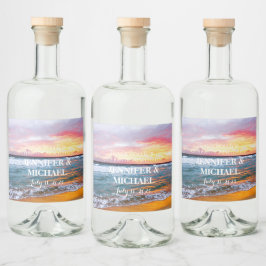 Elegante Sunset Beach Tropical Summer Elegante Alkoholflaschenetikett