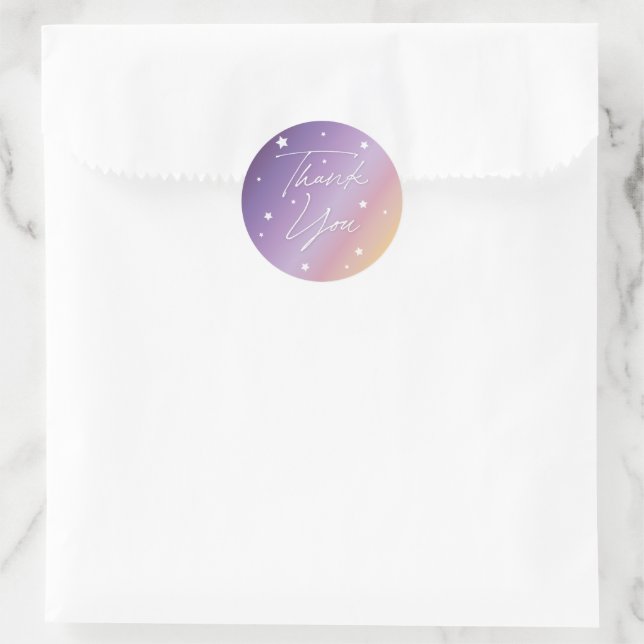Elegante Sunset Scattered Stars Danke Runder Aufkleber (Tasche)