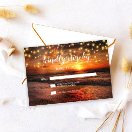 Elegante Sunset Summer Beach Wedding RSVP Card Einladung