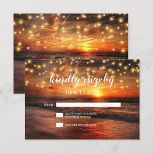 Elegante Sunset Summer Beach Wedding RSVP Card Einladung