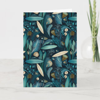 Elegante Surfboard- und Kelp-Strandkarte Karte