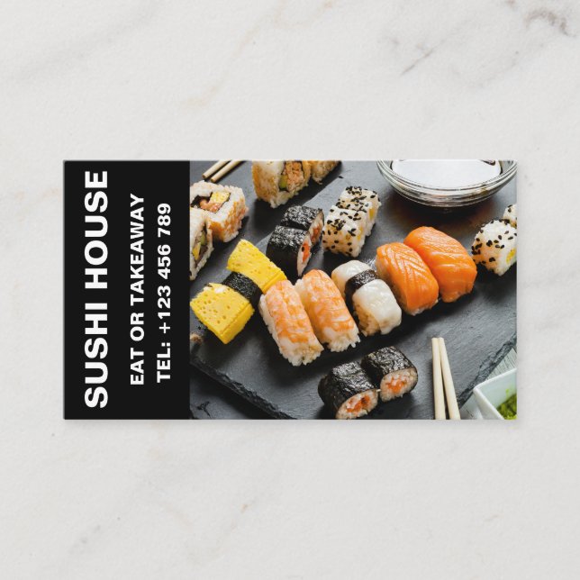 Elegante Sushi Restaurant Custom Business Card Visitenkarte (Vorderseite)