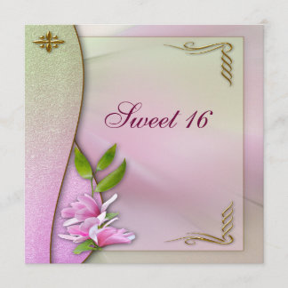 Elegante Süße 16 Rosa Magnolia Einladung