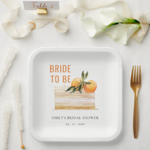 Elegante Süße Boho Orange Frucht Torte Brautparty Pappteller
