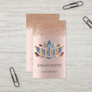 Elegante Süße Roségold Diamanten Lotus Visitenkart Visitenkarte