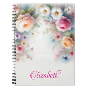 Elegante Süße Wasserfarbe Aquarell Blumenmalerei Notizblock