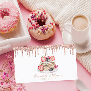 Elegante Süßigkeiten Pfannkuchen Rose Gold Tropfen Visitenkarte