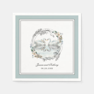 Elegante Swans Hochzeit mit floraler Wasserfarbe Serviette