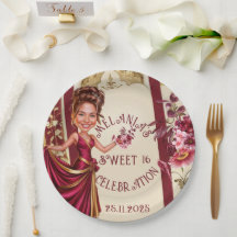 Elegante Sweet 16 Foto Karikatur mit Goldakzent
