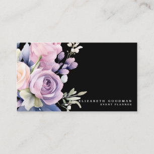 Elegante Sweet Blume Schwarze Visitenkarten Visitenkarte