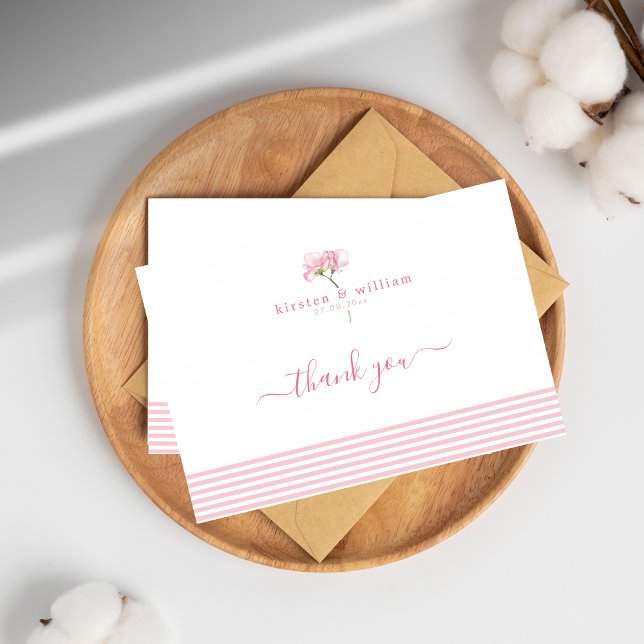 Elegante Sweet Pea Blume - Personalisiert Danke Mitteilungskarte (Von Creator hochgeladen)