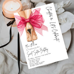 Elegante Sweet Sixteen Geburtstag High Heels Rosa Einladung