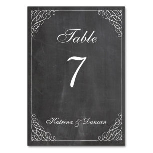 Elegante Swirl Chalkboard Personalisierte Tafelkar Tischnummer