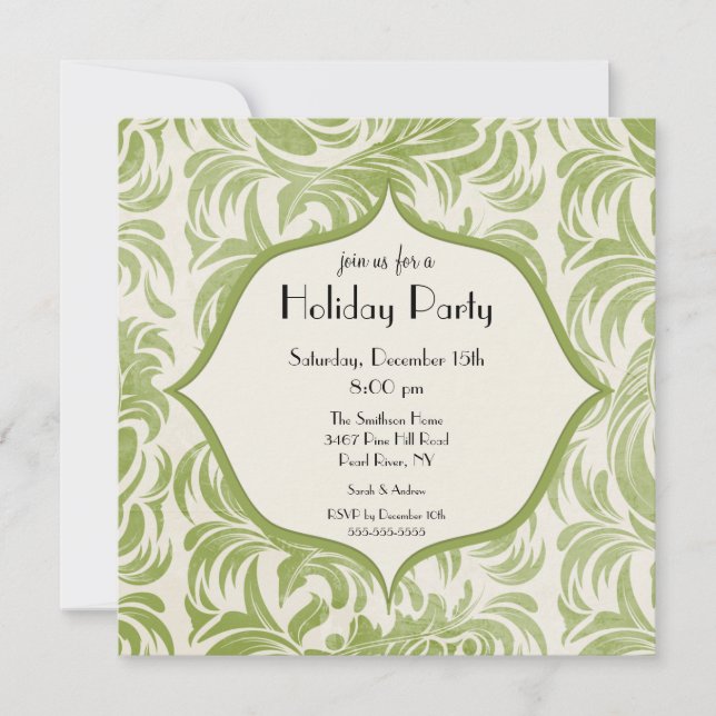 Elegante Swirl Holiday Weihnachten Party Einladung (Vorderseite)