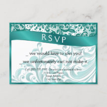 Elegante Swirl RSVP Card 3.5x5 - Aquamarin