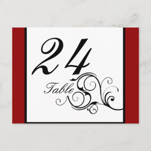 Elegante Swirt Rote Tischnummer Postkarte