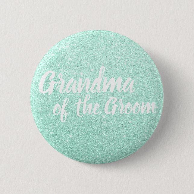 Elegante tadellose grüne Glittergroßmutter des Button (Vorderseite)