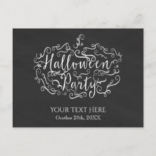 Elegante Tafelkreide-Kürbis-Halloween-Party Einladungspostkarte