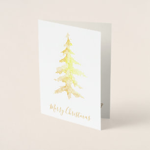 Elegante Tall Gold Frohe Weihnachtsbaum Foto Folienkarte