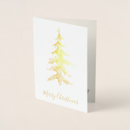 Elegante Tall Gold Frohe Weihnachtsbaum Foto Folienkarte
