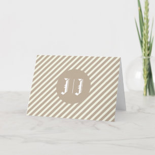 Elegante Tan- und White Monogram-Initialen Dankeskarte