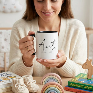 Elegante Tante EST Jahr Minimal Familien Schrift D Tasse