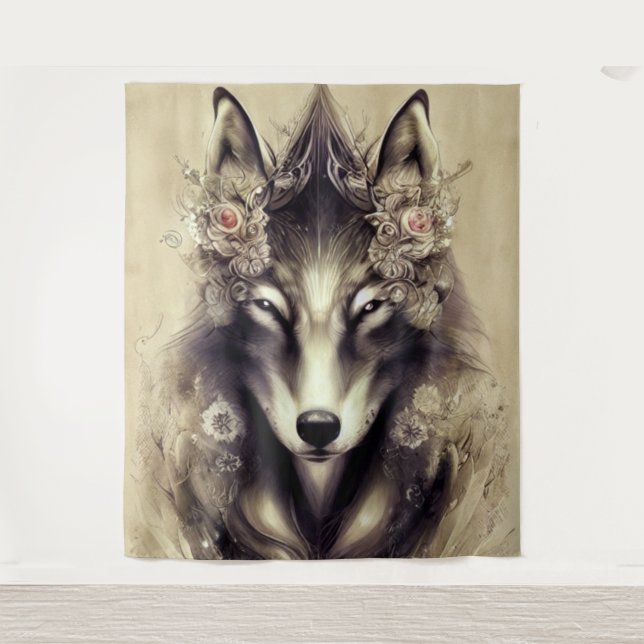 Élégante Tapisserie de loup (Devant)