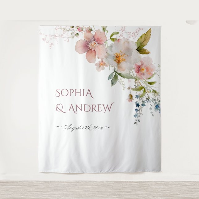 Élégante Tapisserie Mariage Fleur sauvage (Devant)
