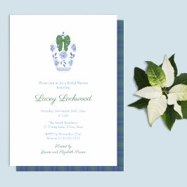 Elegante Tartan Chinoiserie Brautparty Einladung