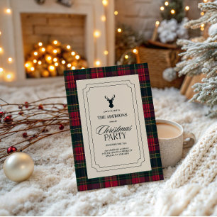 Elegante Tartan-Karo-Weihnachtsfeier-Einladung Einladung