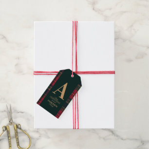 Elegante Tartan-Karo-Weihnachtsfeier-Einladung Geschenkanhänger