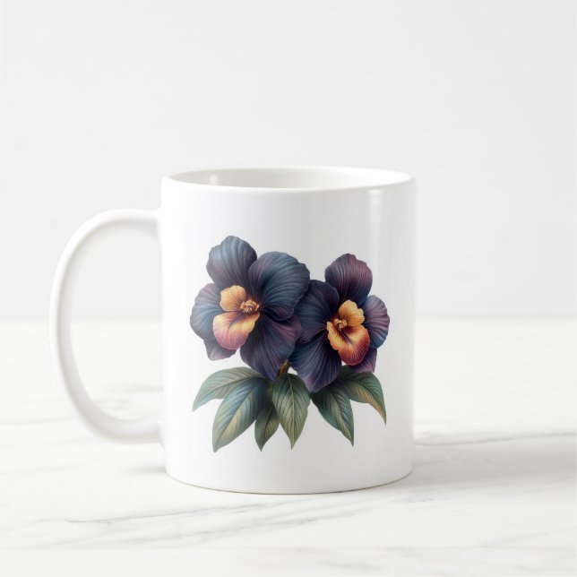 Élégante tasse à café à orchidées noires classique (Gauche)