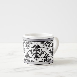 Élégante tasse à expresso noir et blanc Damas