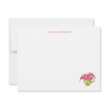 Elegante Tasse Tee mit rosa Rosen flach Danke
