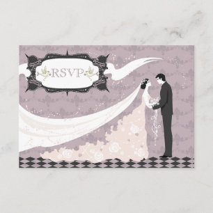 Elegante Tauben, Braut & Groom UAWG Wedding RSVP Karte