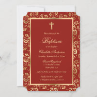 Elegante Taufe des Roten Goldenen Kreuzes Blumenma