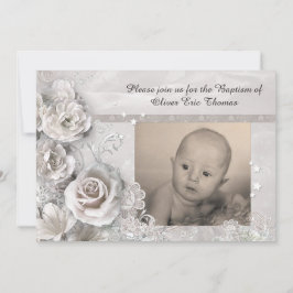 Elegante Taufe Einladung mit Foto