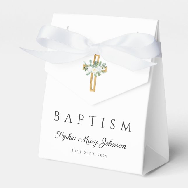 Elegante Taufe für religiöse, kreuz blühende Peoni Geschenkschachtel (Vorderseite)
