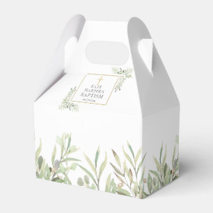 Elegante Taufe Grüne Blätter Gefälligkeitsbox Geschenkschachtel