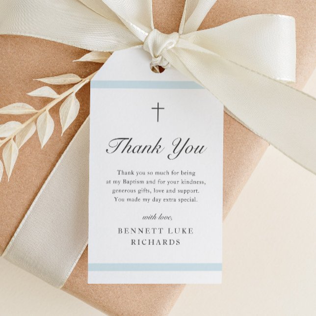Elegante Taufe Herunterladbar Vielen Dank für die  Einladung (Print and trim yourself downloadable boys baptism thank you favor tags.)