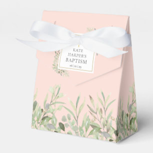 Elegante Taufgrün Foliage Blush Rosa Geschenkschachtel