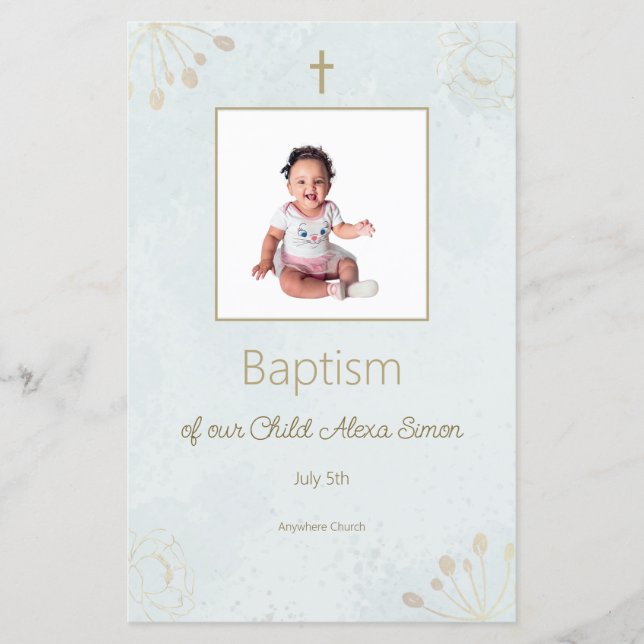 Elegante Taufkarte für Baby (Vorderseite)