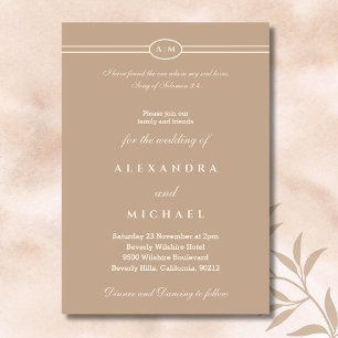 Elegante Taupe-Bibelvers-Christliche-Hochzeit Einladung