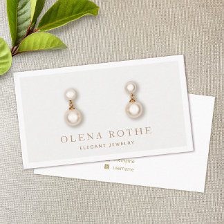 Elegante Taupe Gray Horizontal Stud Earring Displa Visitenkarte