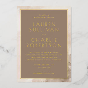 Elegante Taupe-Minimalisten-Hochzeitseinladung Folieneinladung