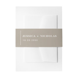 Elegante Taupe Moderne Minimalistische Hochzeit Einladungsbanderole